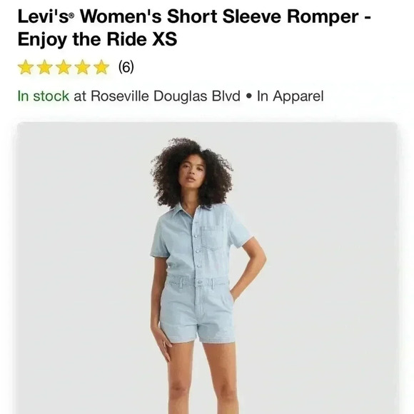 NWT Levi's Women's Short Sleeve Romper -
Enjoy the Ride XS - Picture 3 of 4